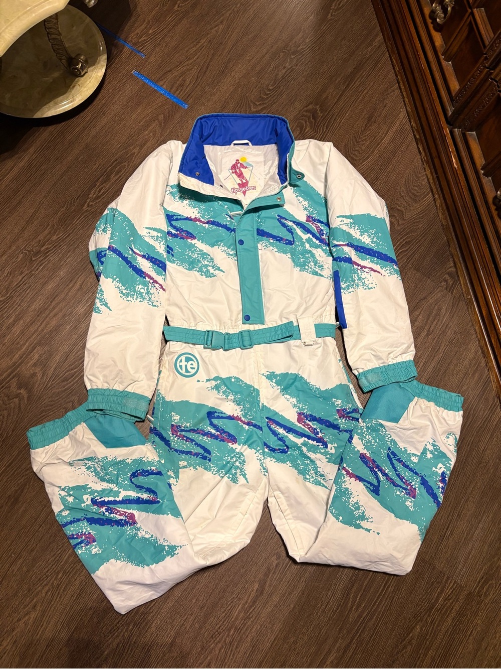 Tipsy Elves Teal, White & Purple One-Piece Ski Suit